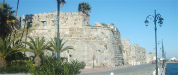 The big walls of the castle in Kos Town